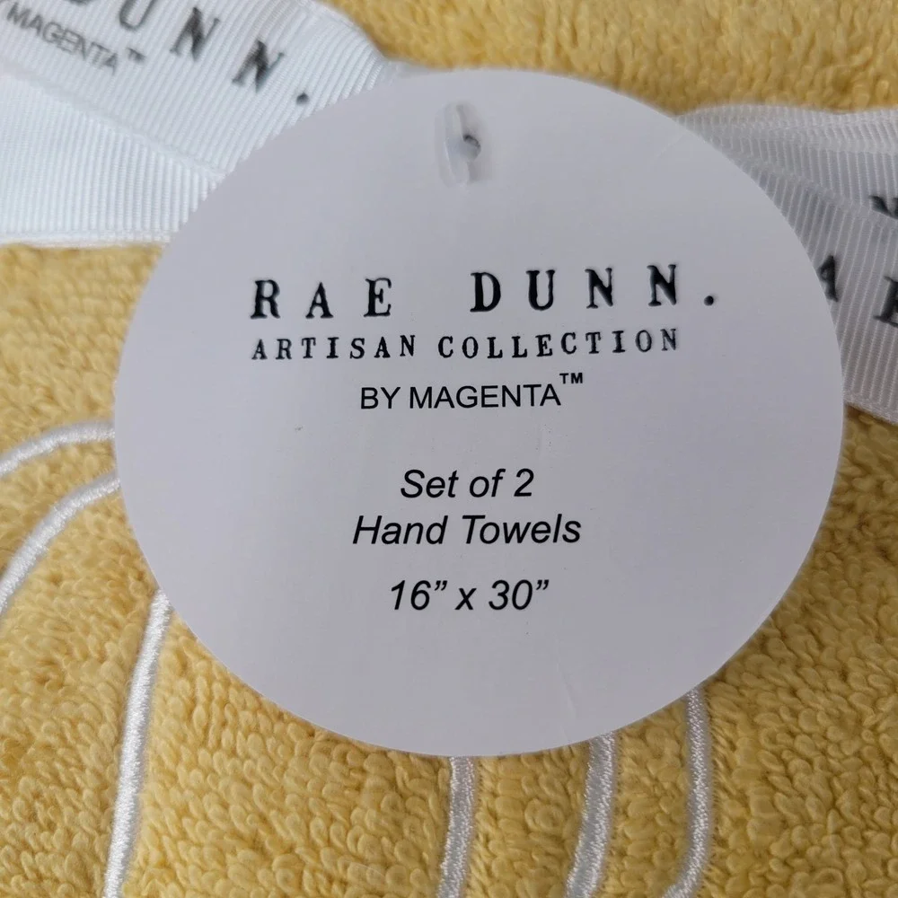 Rae Dunn Yellow Hand Towels Set of 2 Blessed Pumpkin Fall Farmhouse 16x30 NWT